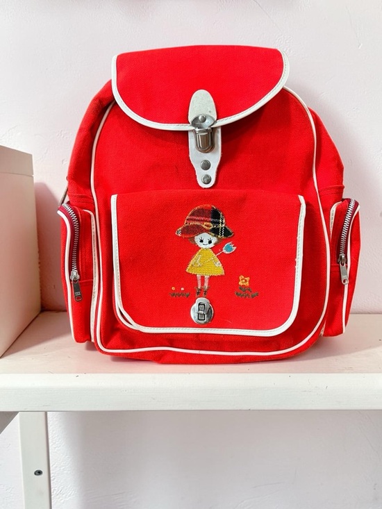 Vintage Other - Embroidered children’s canvas backpack kawaii folk style vintage